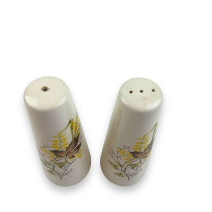 Brown Leaf with yellow flower salt and pepper shaker set