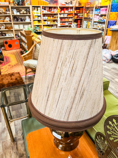 Brown Glazed Ceramic Table Lamp with Shade