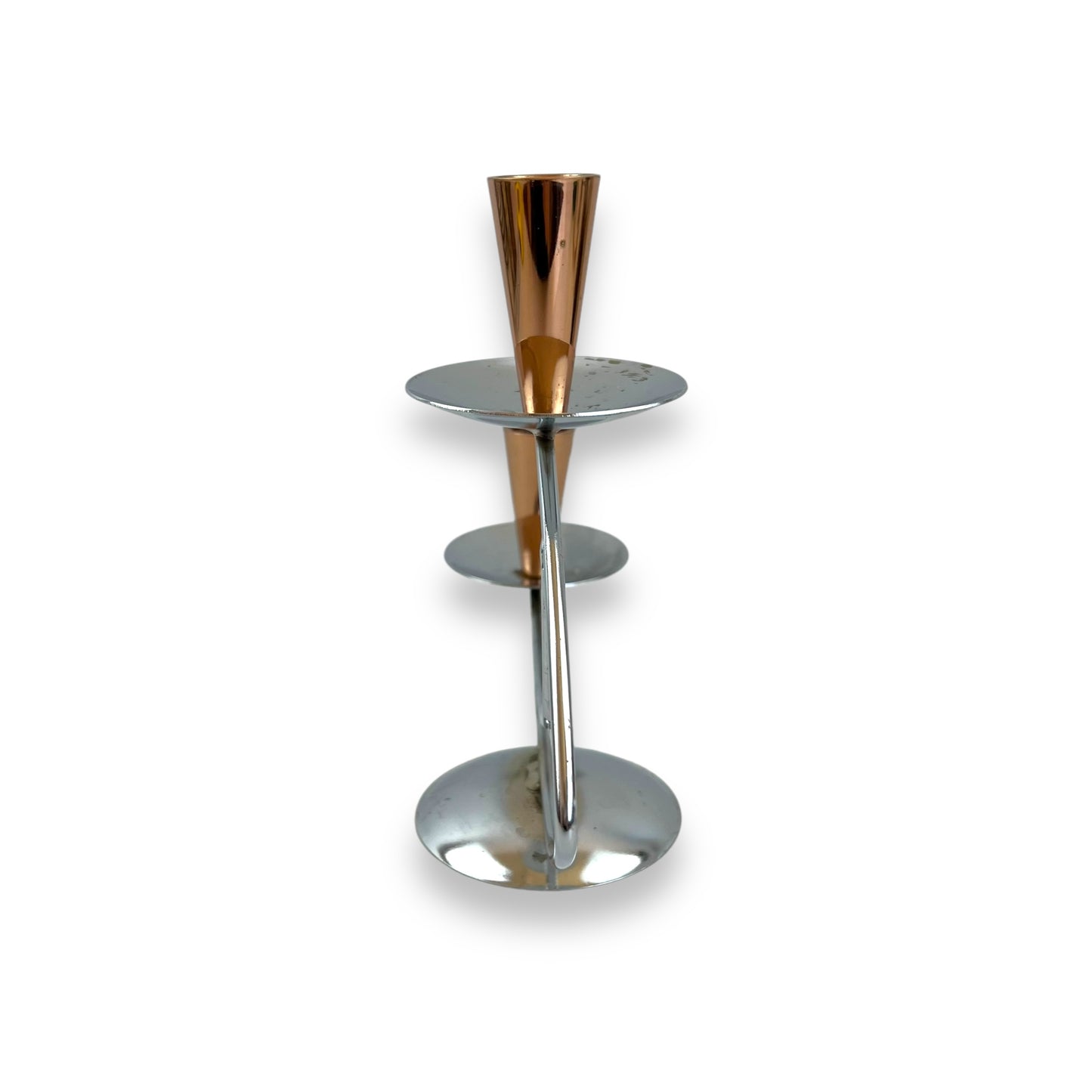 MCM Chrome & Copper Candle Holder