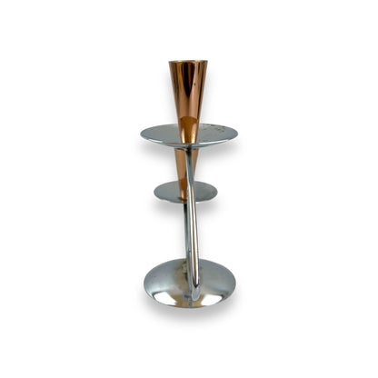 MCM Chrome & Copper Candle Holder