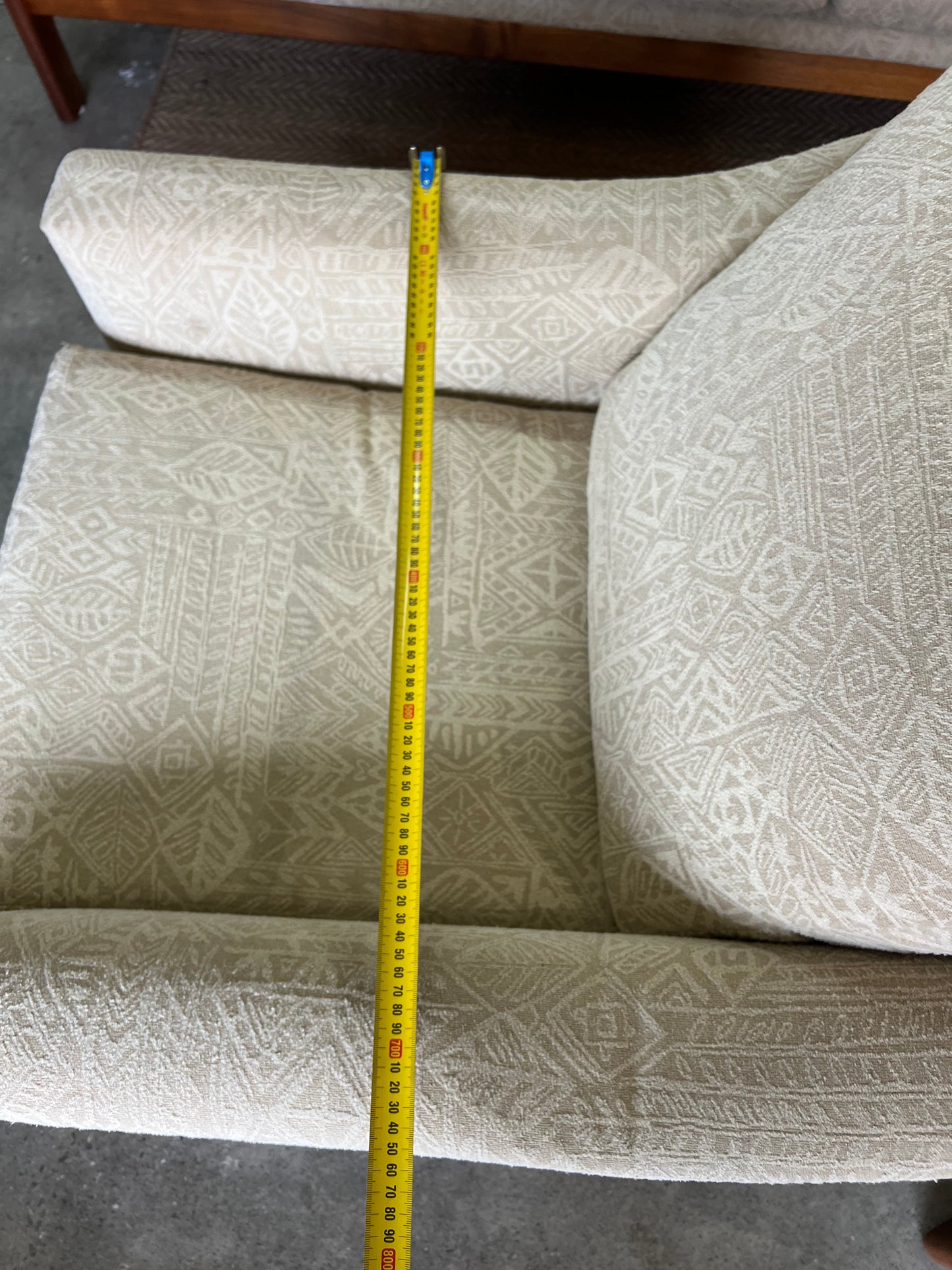 2. Danish Deluxe Single Lounge Chair Cream Patterned Upholstery