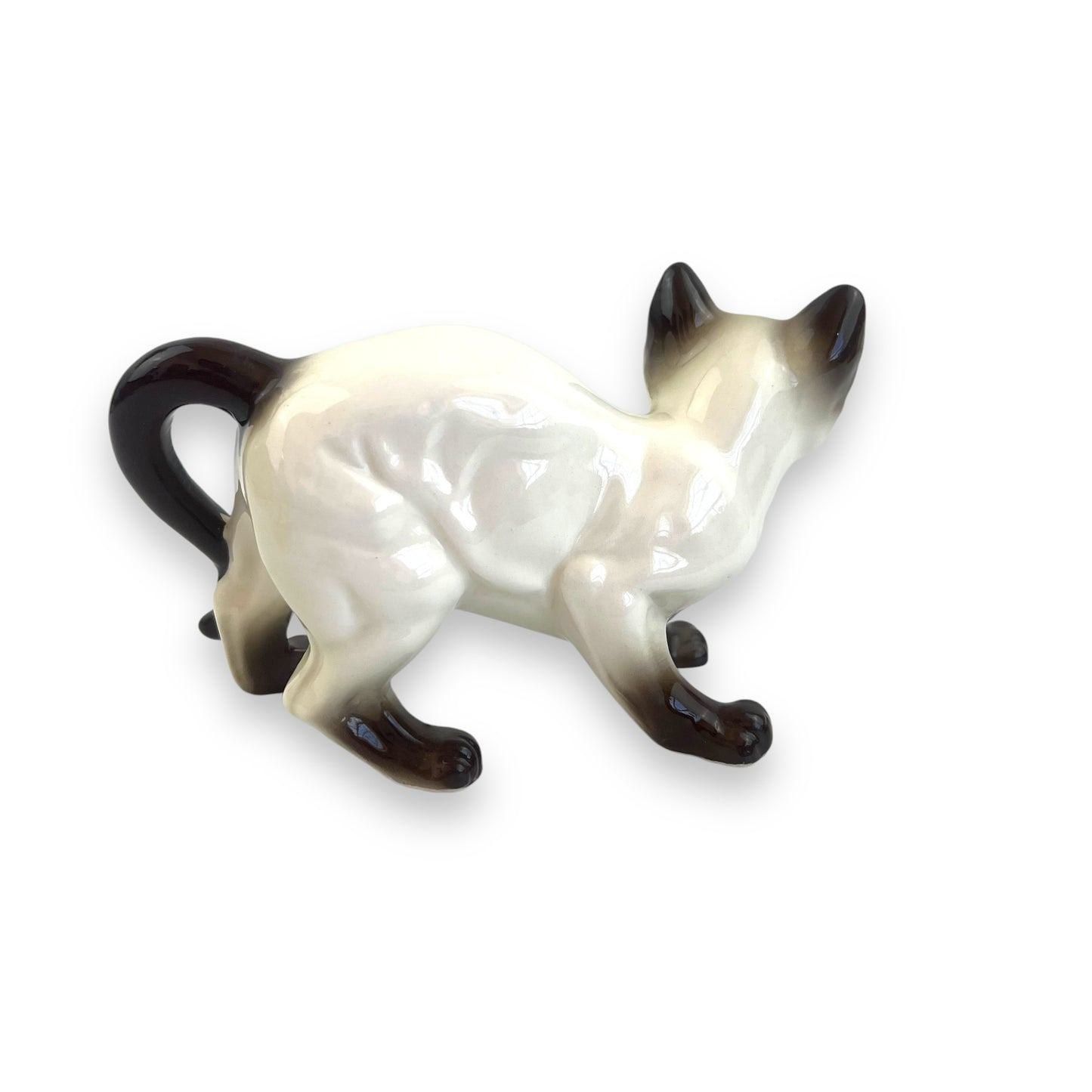 Siamese Cat Figurine, Hand-Painted Ceramic Cat