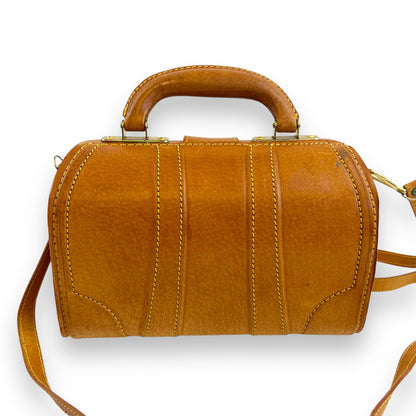 Structured Tan Leather Bag with Top Handle and Strap