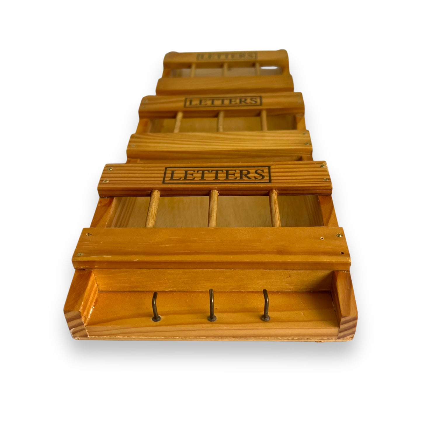 Wooden Letter Organizer with Hooks