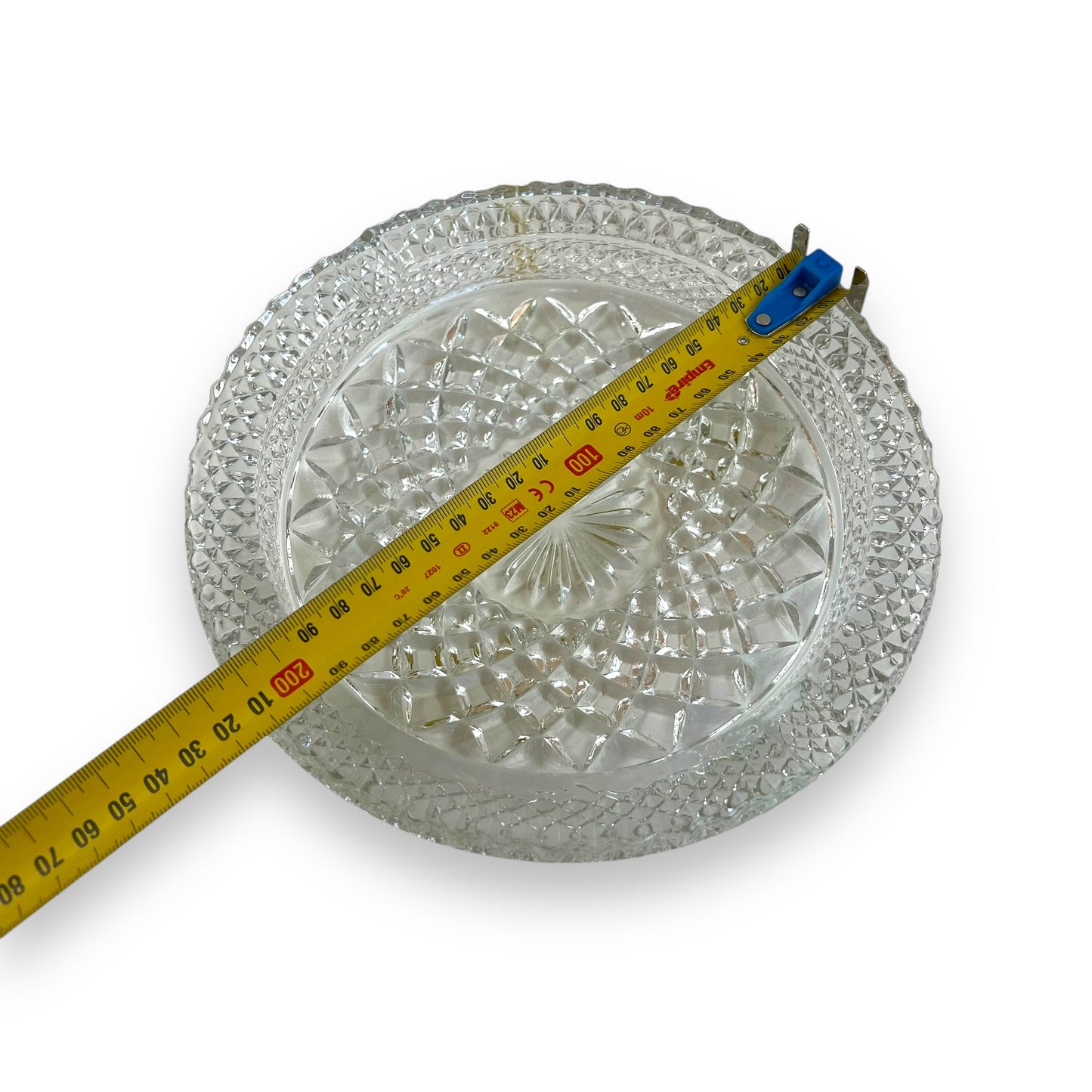 Large clear cut glass ashtray