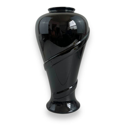 Large Glossy Black Ceramic Vase