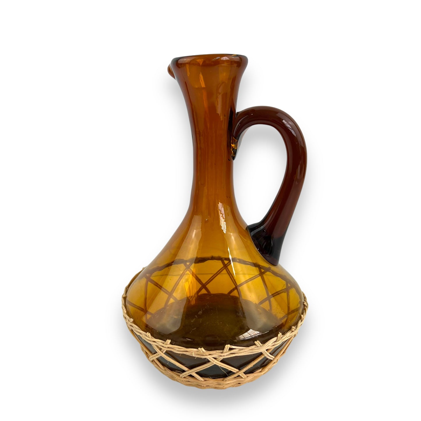 Amber glass Carafe with wicker base