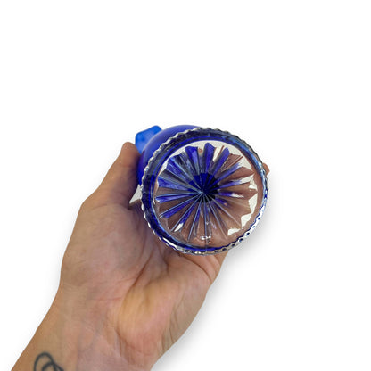 Cobalt Blue Art Glass Vase with Clear Base