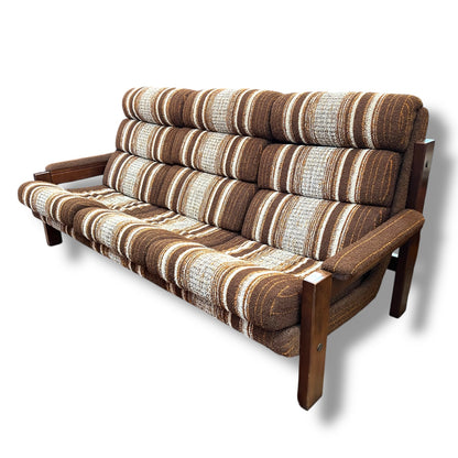 Danish Deluxe Mid Century 3-Seater Lounge – Striped Upholstery