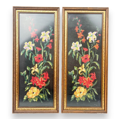 Vintage flower tapestry framed art