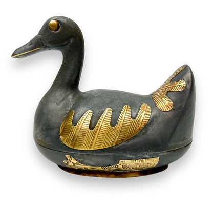 Vintage 1960’s Lead/Pewter and Brass Duck Trinket Box