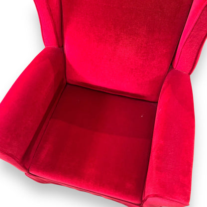 Red Velvet Wingback Armchair