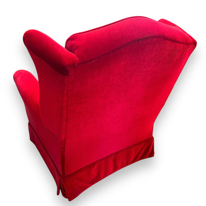 Red Velvet Wingback Armchair