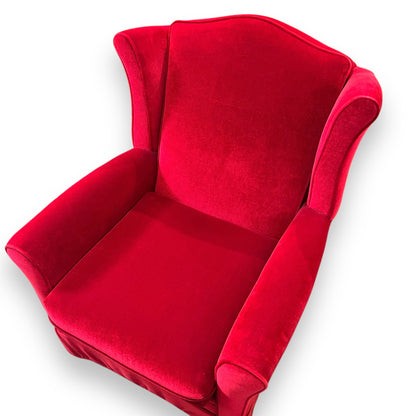 Red Velvet Wingback Armchair