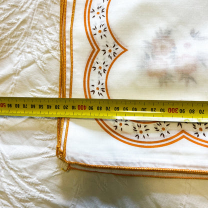 Vintage fabric napkins orange flower pattern orange trim set of 12