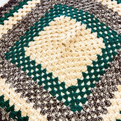 Brown & Green Crochet Knit Baby Blanket 85cm x 85cm