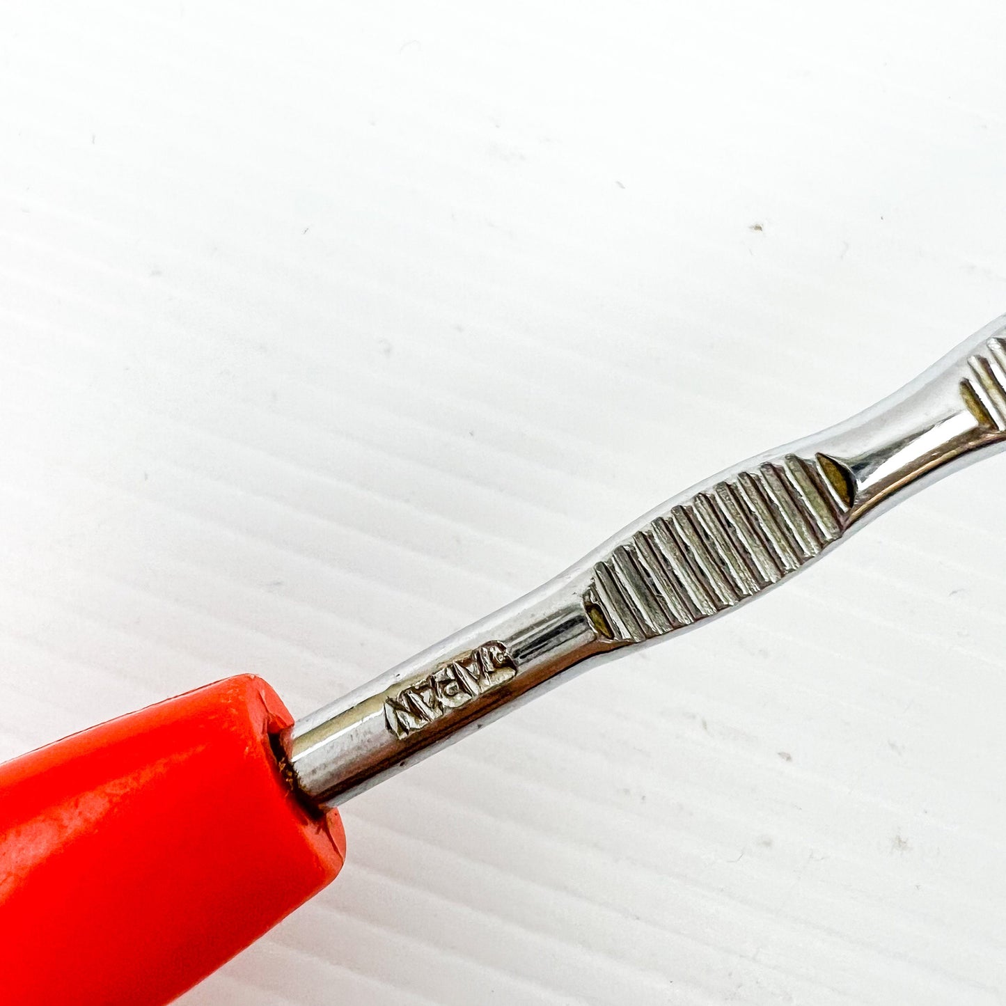 Orange plastic handle large spoon - Made in Japan