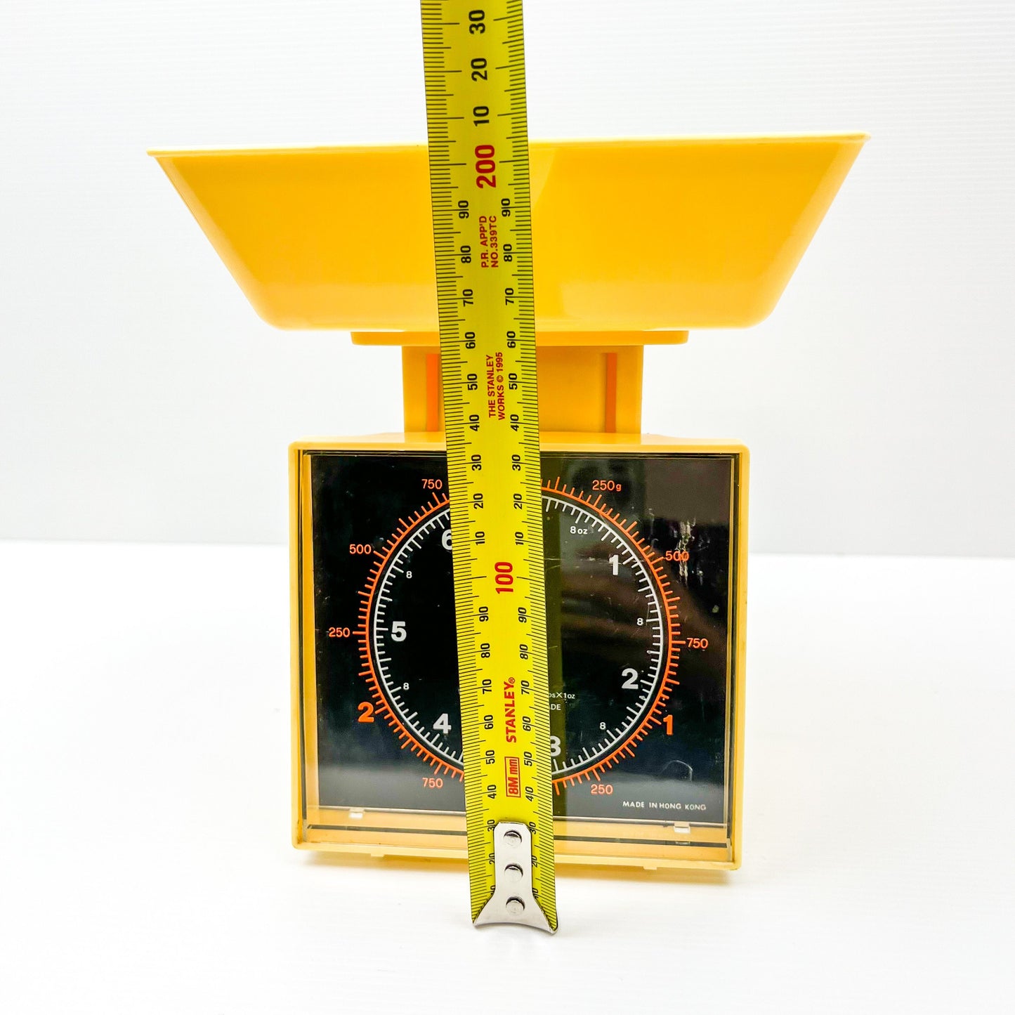 Retro yellow plastic kitchen scales - Made in Hong Kong