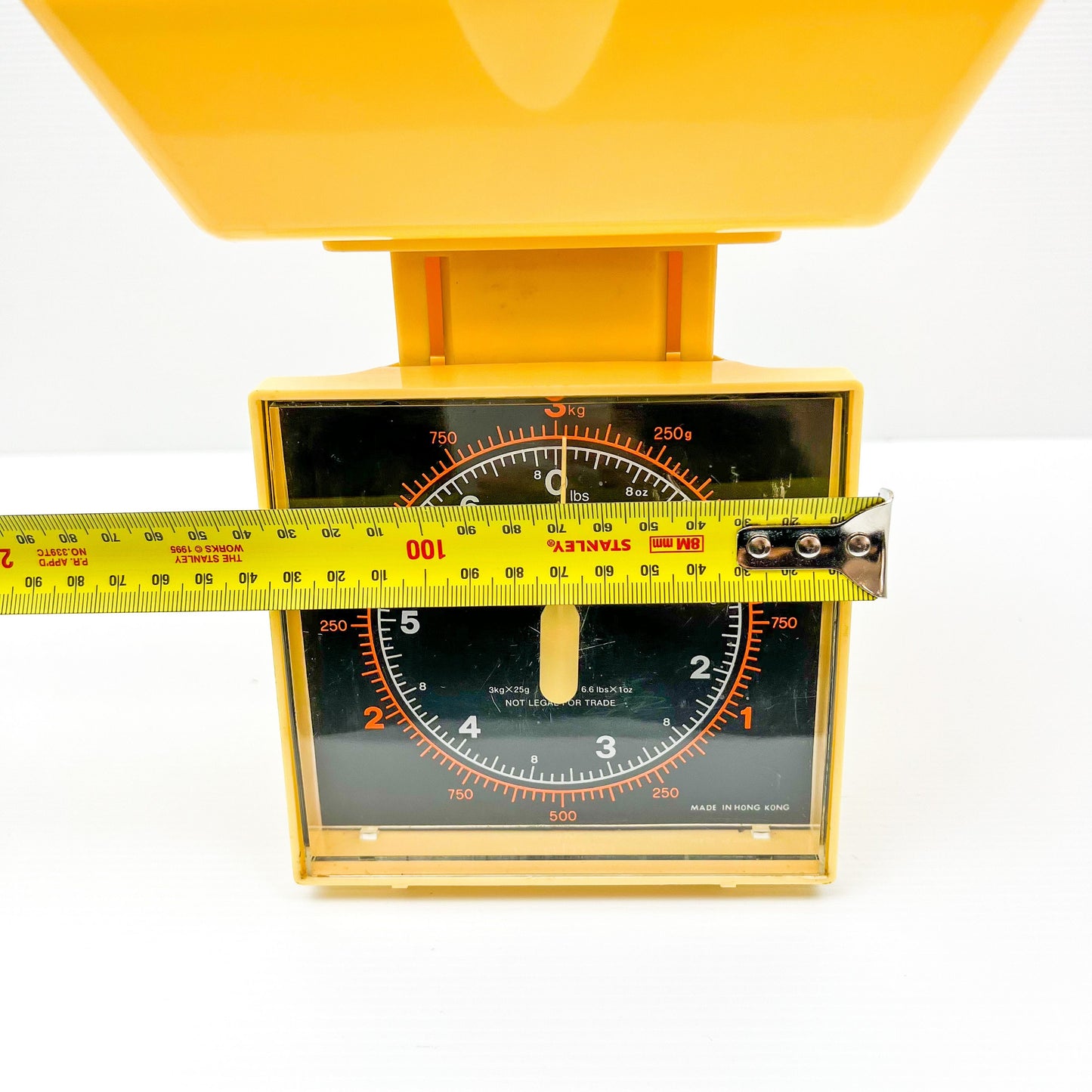 Retro yellow plastic kitchen scales - Made in Hong Kong