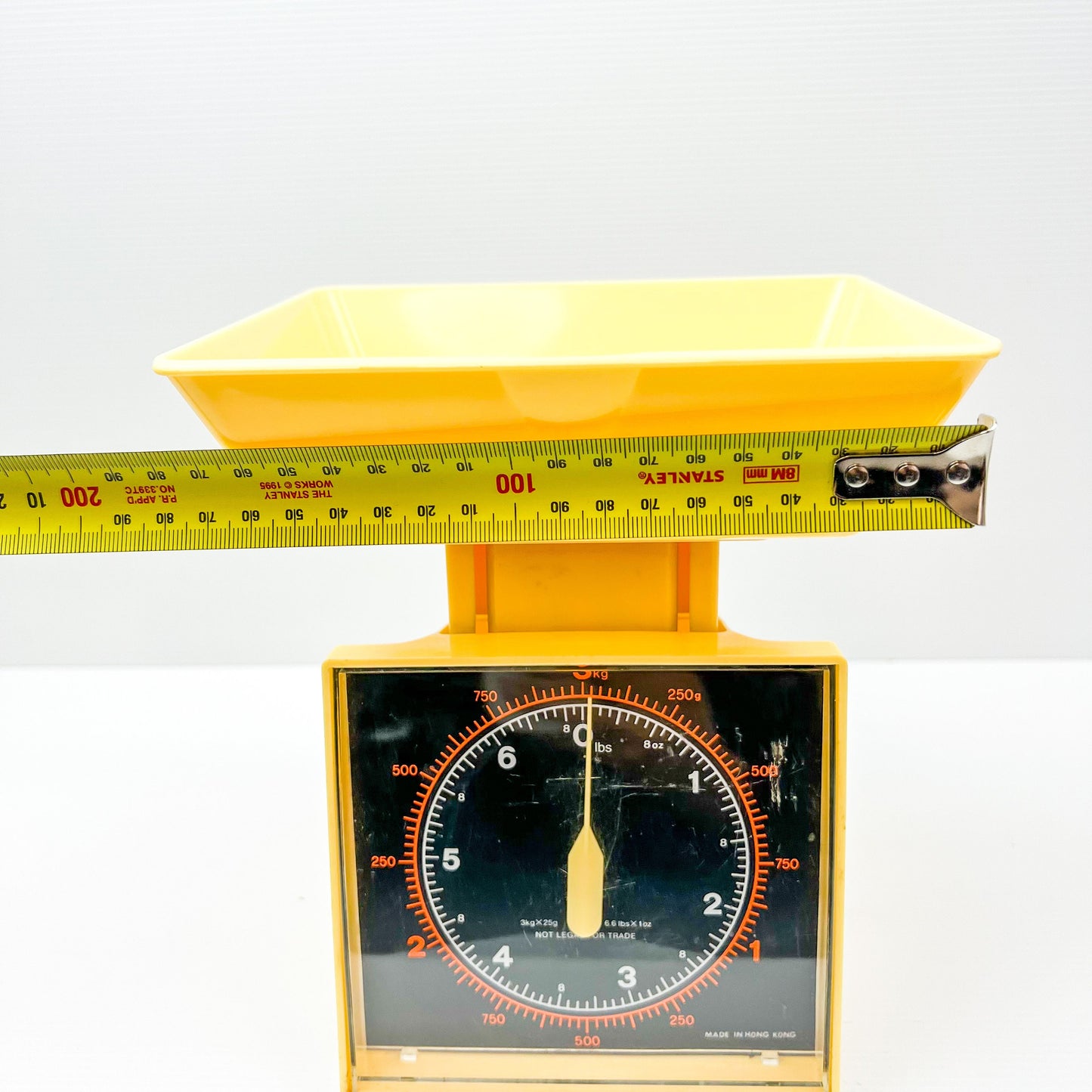 Retro yellow plastic kitchen scales - Made in Hong Kong