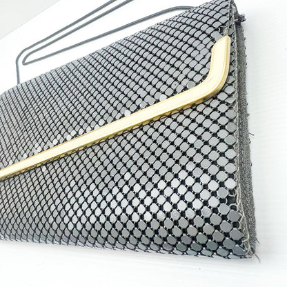 Vintage Grey mesh purse - shoulder metal strap