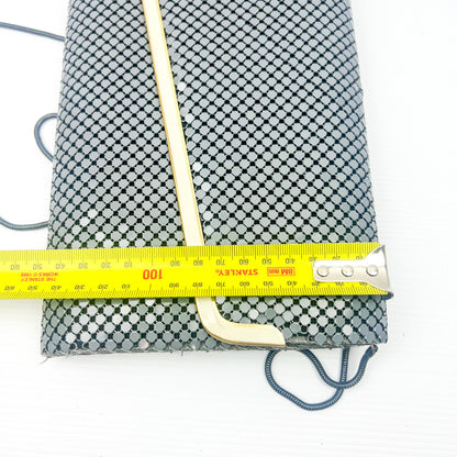 Vintage Grey mesh purse - shoulder metal strap