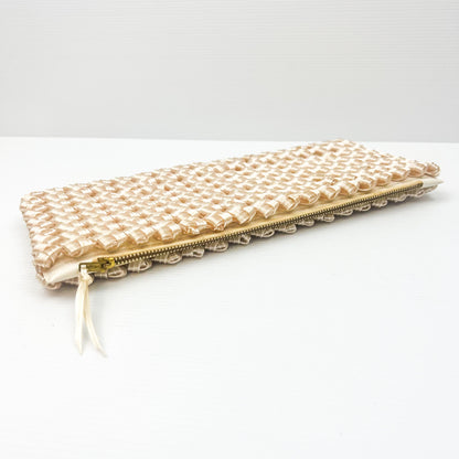 Vintage woven creamy white clutch bag