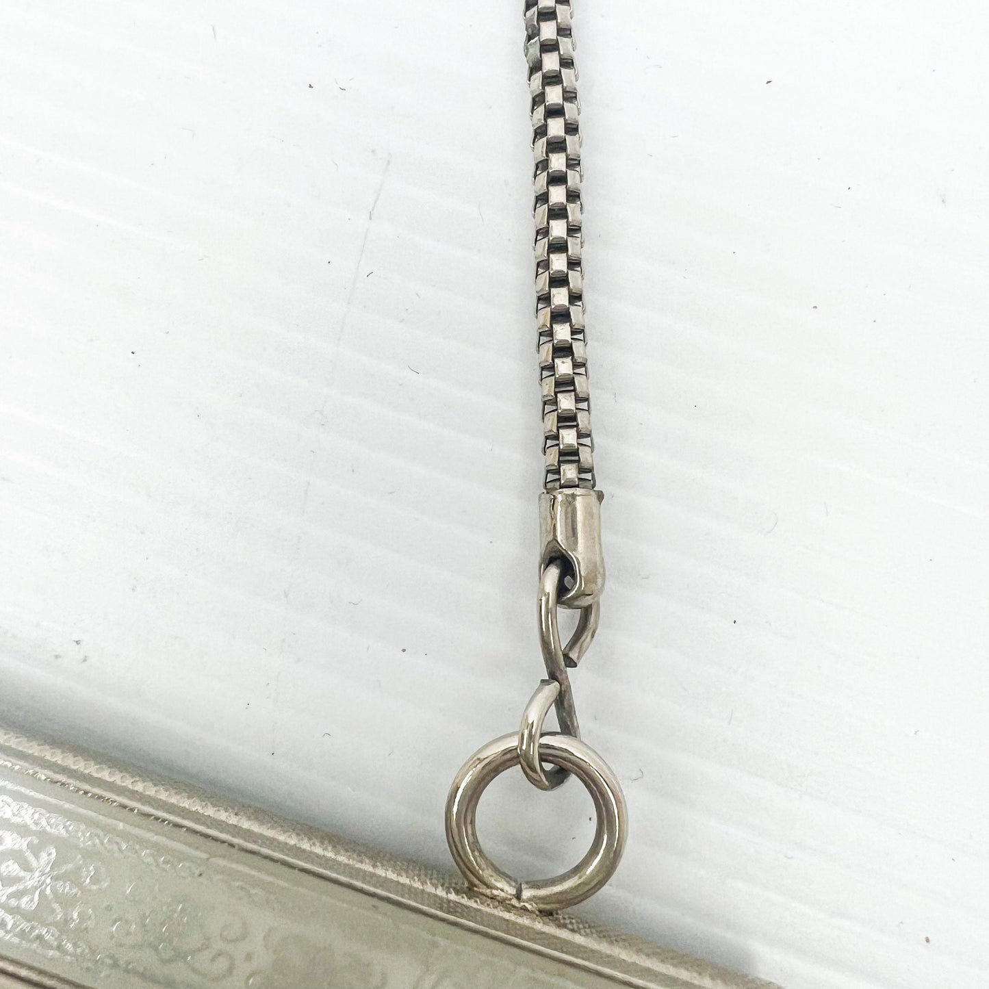 Vintage black mesh purse with chrome silver metal clasp and strap