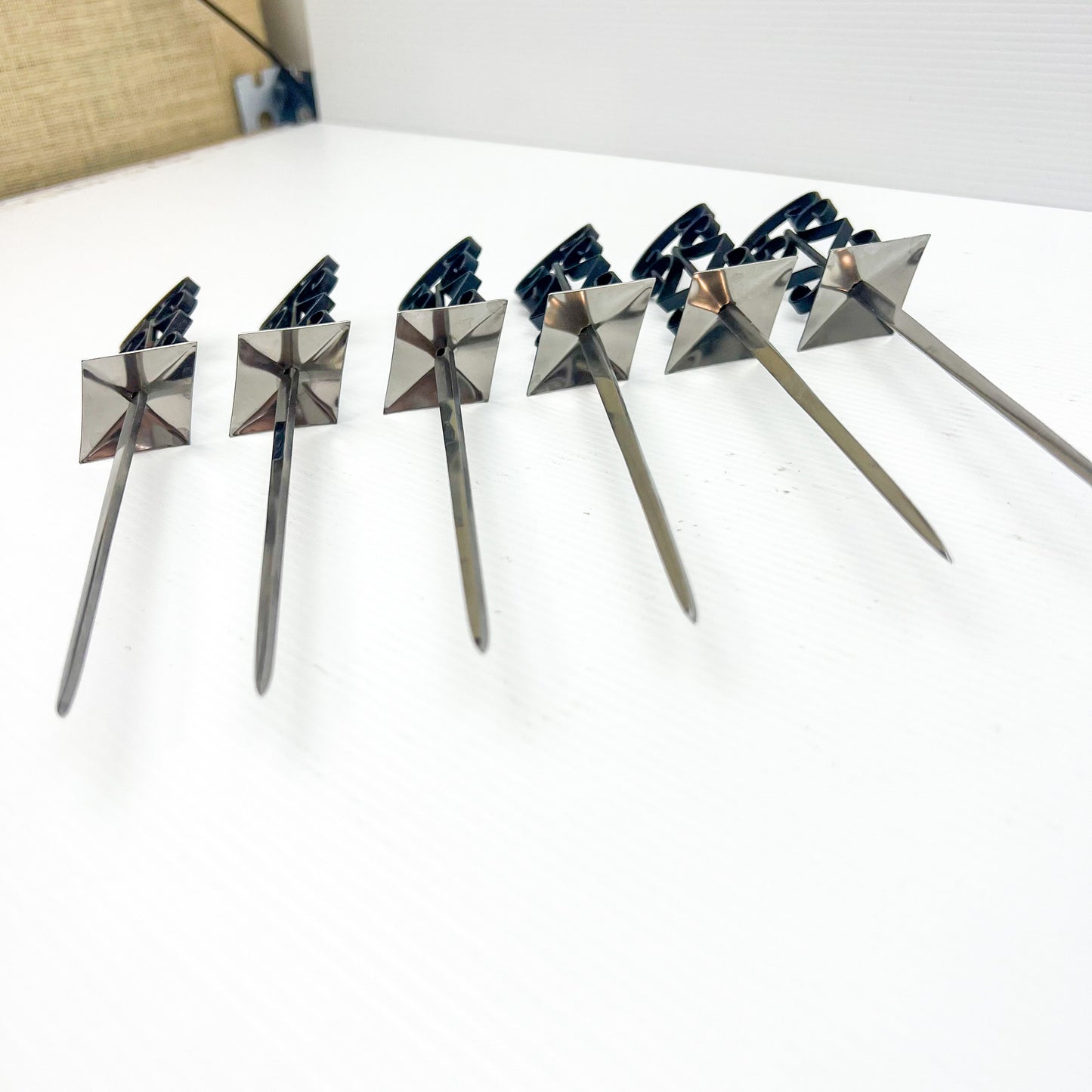 Black ornate handle retro fondue fork spikes set of 6 - made in Japan