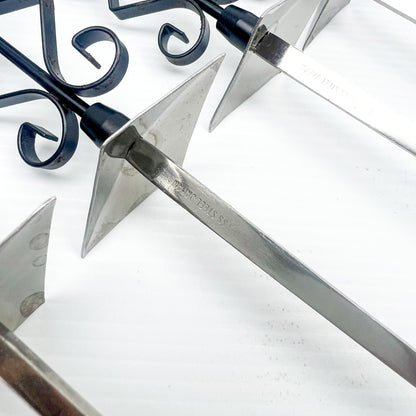 Black ornate handle retro fondue fork spikes set of 6 - made in Japan