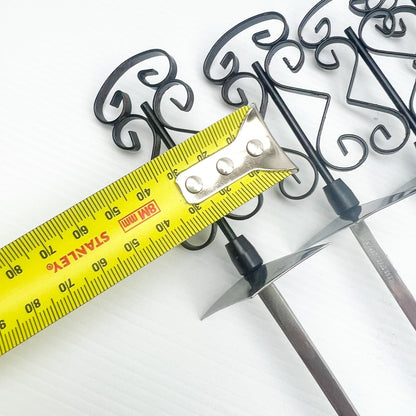 Black ornate handle retro fondue fork spikes set of 6 - made in Japan