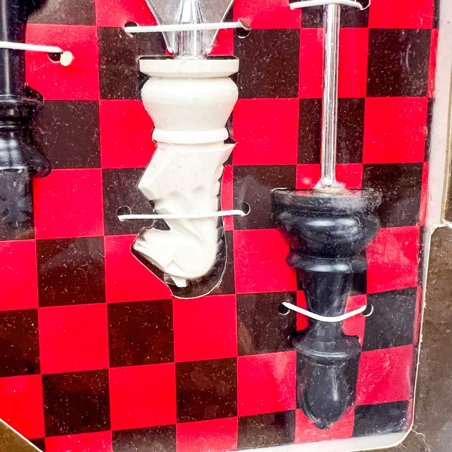 Vintage triple plated chrome 4 Piece Chess Theme Bar Utensil Box Set