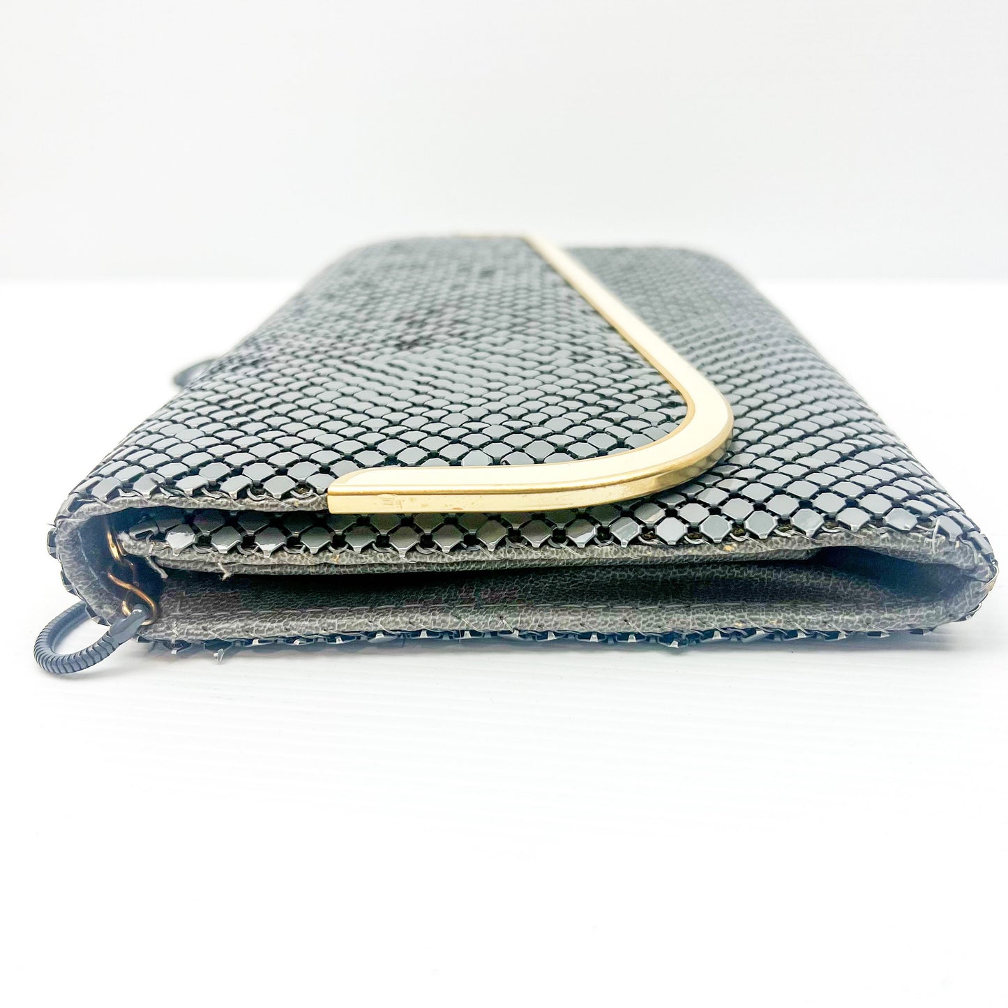 Vintage Grey mesh purse - shoulder metal strap