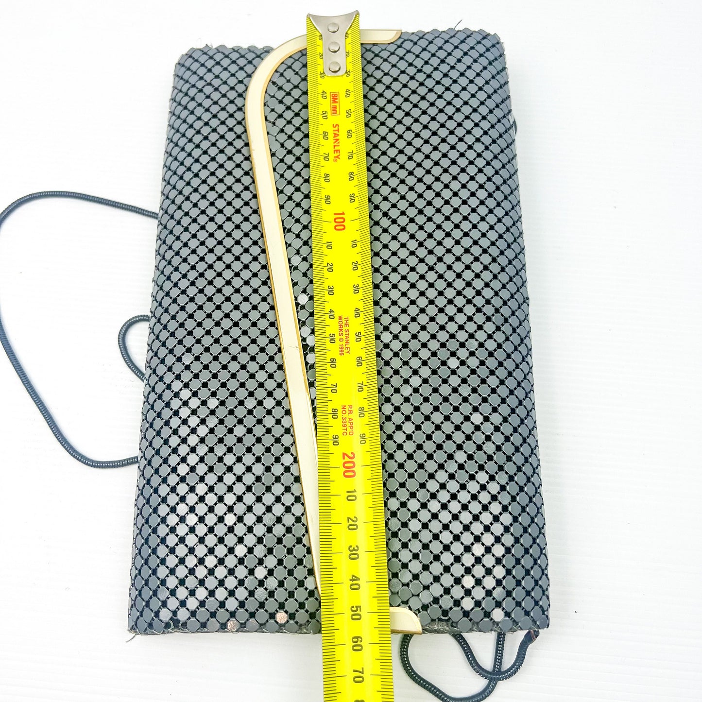 Vintage Grey mesh purse - shoulder metal strap