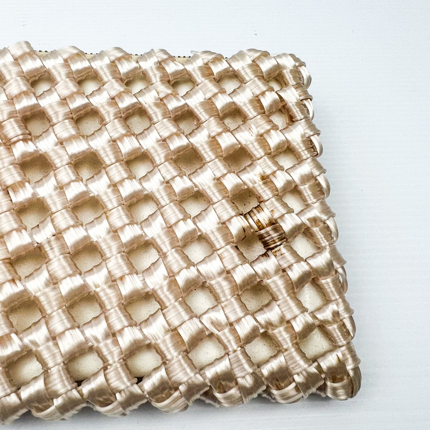 Vintage woven creamy white clutch bag