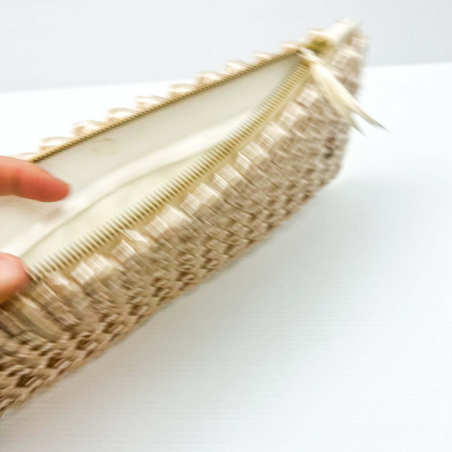 Vintage woven creamy white clutch bag