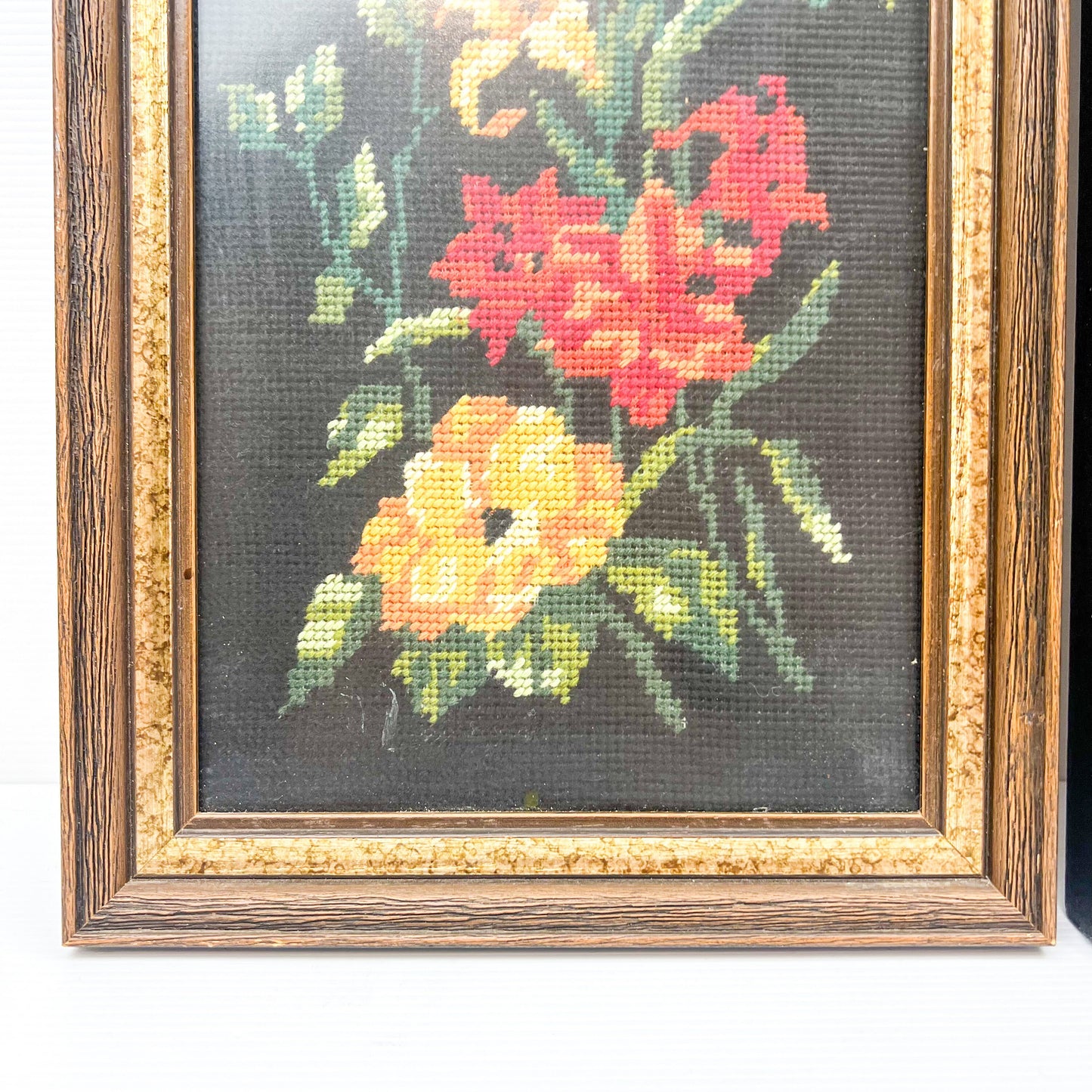 Vintage flower tapestry framed art