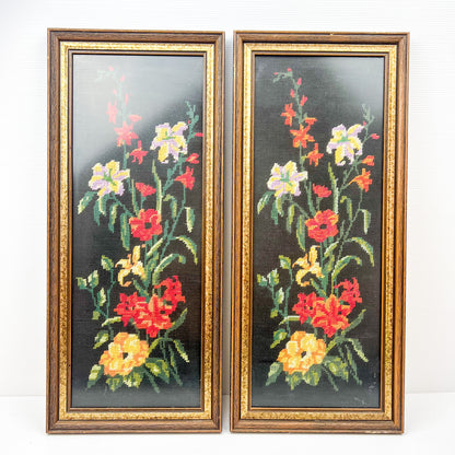 Vintage flower tapestry framed art