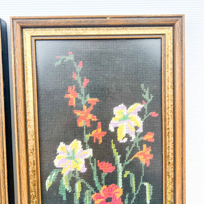 Vintage flower tapestry framed art