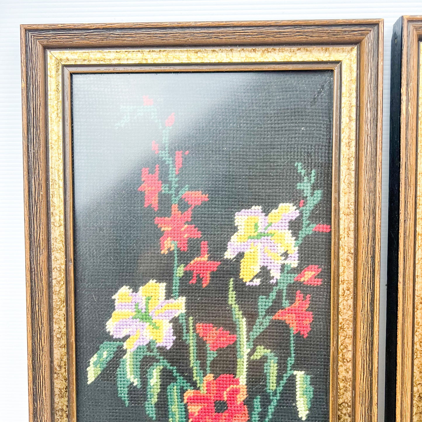 Vintage flower tapestry framed art