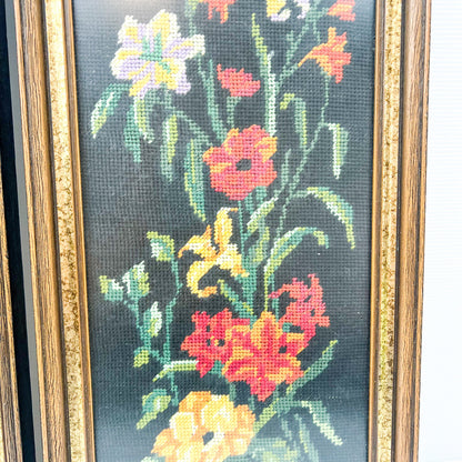 Vintage flower tapestry framed art