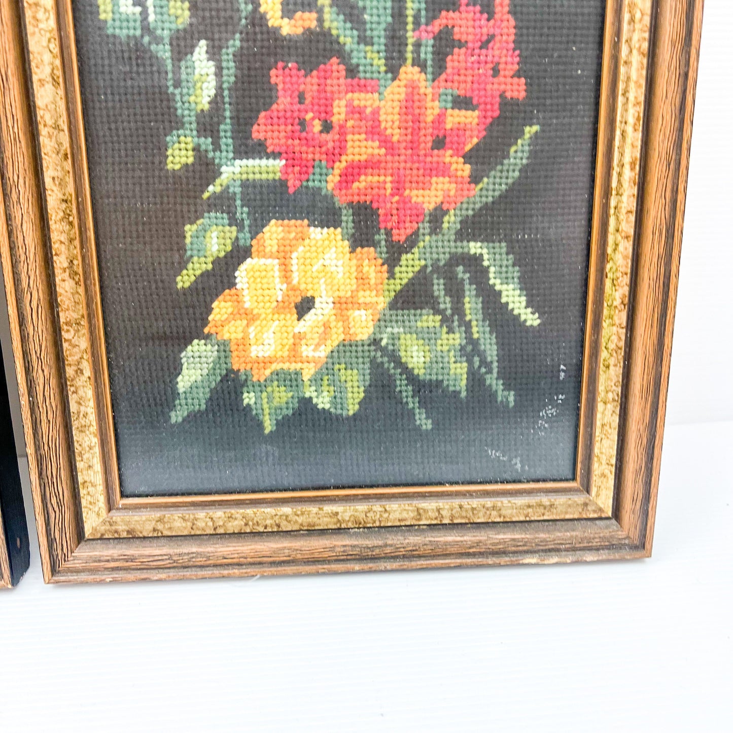 Vintage flower tapestry framed art
