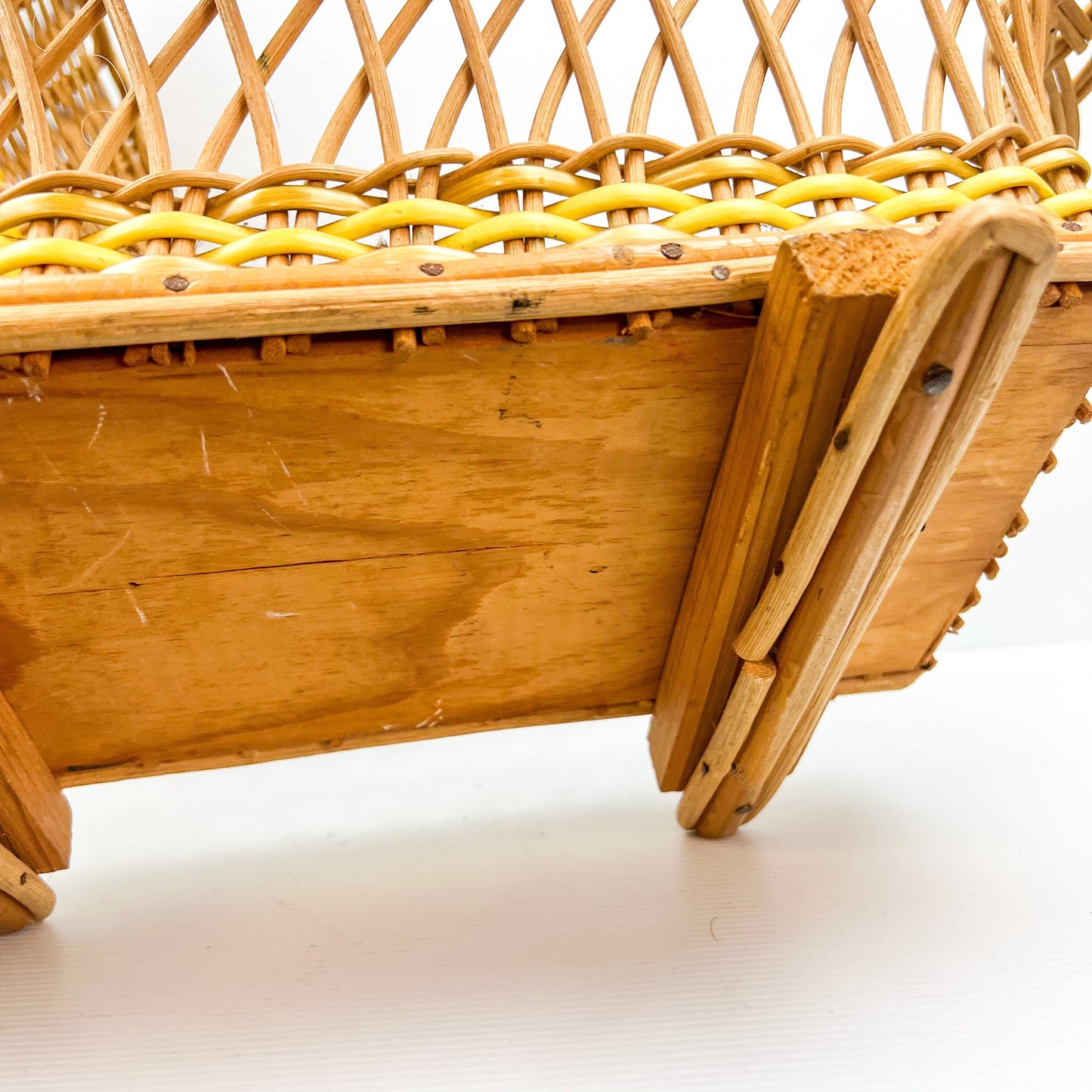 Vintage cane dolls rocking basket bassinet