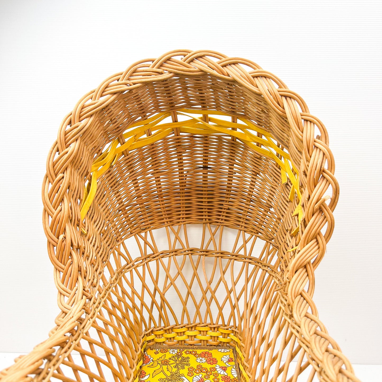 Vintage cane dolls rocking basket bassinet