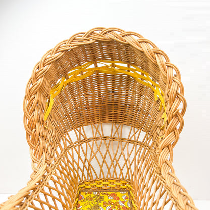 Vintage cane dolls rocking basket bassinet