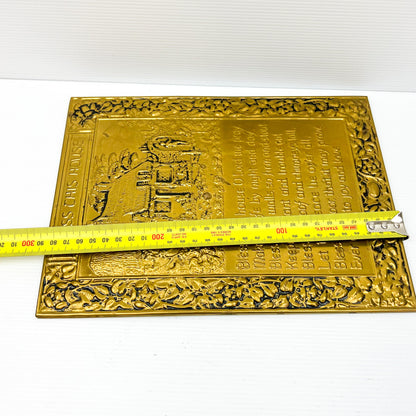 Pressed brass metal “Bless this House” hanging sign