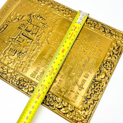Pressed brass metal “Bless this House” hanging sign