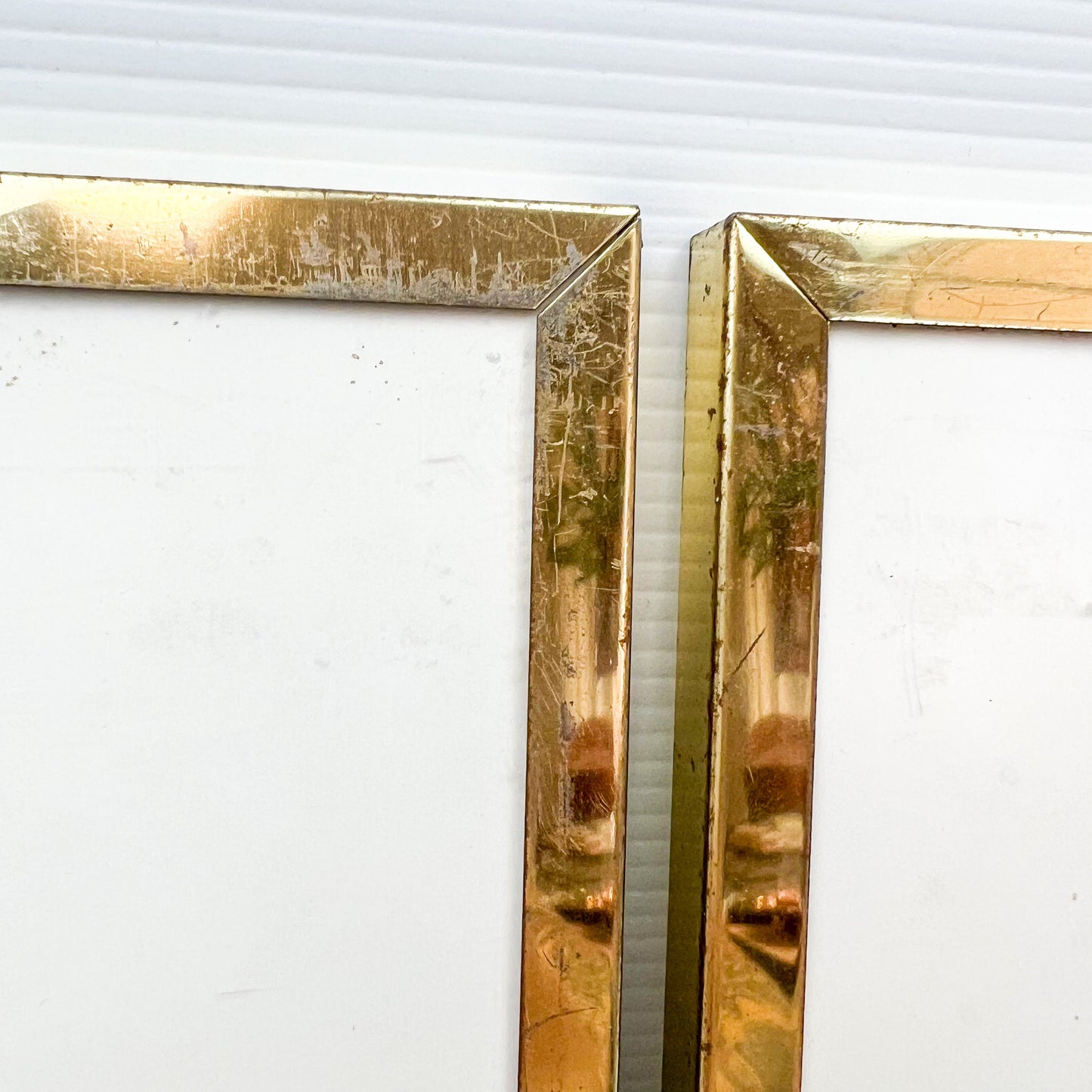 Vintage prints of ladies in elegant clothing brass frames set of 4