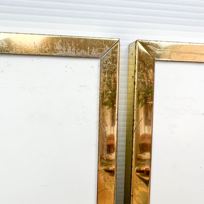 Vintage prints of ladies in elegant clothing brass frames set of 4