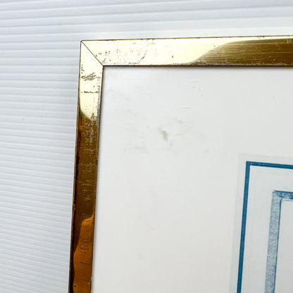Vintage prints of ladies in elegant clothing brass frames set of 4
